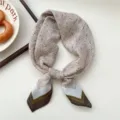 Fashion speckled square scarf women neckerchief elegant small scarf for daily wear spring autumn. - Wind Sand Brown Edge 08