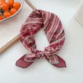 Fazzoletto quadrato stampato in cotone e lino rosso, stile etnico vintage per donne primavera. - 15 Cotone-Rigato Bordo Bordeaux