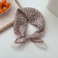 Floral cotton linen square scarf women fashion breathable spring summer neck head wrap - 24 Rice Brown Frame