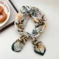 Floral Print Silk Scarf Women Neck Scarf Fashion Square Scarf Spring Autumn Decor - Bellflower Green Edge 22