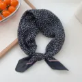Foulard quadrato nero e bianco a pois cotone lino traspirante piccolo fazzoletto - 27 Cotone-Motivo Maculato Bordo Nero