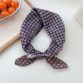 Sciarpa quadrata con stampa geometrica, fascia morbida in cotone lino, foulard vintage donna. - 32 Cotone-Piccola Rete Blu