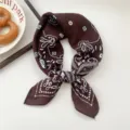 Brown paisley square scarf women fashionable neckerchief versatile hair band retro headband - Chrysanthemum Paisley Brown 29