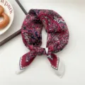 Red blue paisley small square scarf stylish silk neckerchief for women spring accessory - Big Frame Flame Paisley Red 32