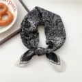 Black and white paisley small square scarf for women, stylish neckerchief accessory - Big Frame Flame Paisley Black 33