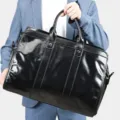 Heren lederen reistas grote capaciteit zakelijke duffel bag vintage oliewas leer bagage - Zwart