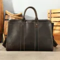 Retro echt lederen reistas voor heren, grote capaciteit vintage zaken aktetas, mooi bruin. - Crazy Horse Koffie