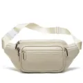 Marsupio in Pelle Beige Borsa a Tracolla Casual da Petto con Tasche Multiple Uomo - Bianco