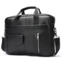 Borsa da lavoro in pelle nera da uomo borsa per computer con tracolla stile elegante - 1116 Nero