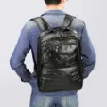 Zaino in vera pelle da uomo grande capacita borsa vintage in pelle di bue elegante - 2259 Nero invecchiato a mano