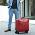 Trolley Da Viaggio Uomo 20 Pollici Tessitura Coccodrillo Affari Valigia Rossa Ruote - 2017 Rosso
