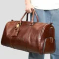 Sac de voyage en cuir véritable de qualité supérieure pour homme, sac weekend marron vintage avec. - Cuir à tannage végétal marron