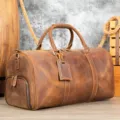 Vintage sac de voyage en cuir véritable grand capacité marron weekender sac de bagages - Cuir Crazy Horse café