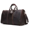 Sac de voyage en cuir marron rétro grand sac à bagages pour hommes et femmes élégant - Café Sans Sac à Chaussures