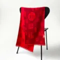 Red festive scarf with traditional blessing print, perfect holiday gift and stylish winter accessory. - MYRM011 - House Full of Blessings