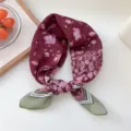 Elegant burgundy paisley silk square scarf for women, chic floral neck wrap for spring and autumn. - 08D Star Fruit Red