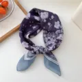 Elegant floral paisley small square scarf in dark purple, stylish neckerchief for women. - 12D Star Fruit Purple