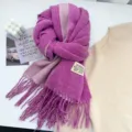 Winter soft warm knitted tassel scarf double-sided solid color thick cozy neck wrap for women - Rose Red