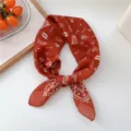 Red musical note print square scarf, elegant lightweight neckerchief for stylish women daily wear. - 13D Music Geometry Orange Red