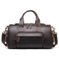 Vintage crazy horse leer reistas grote capaciteit zakelijke bagage handtas voor heren - Donker Koffie Klein