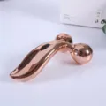 3D Rose Gold Face Roller Massager Dual Diamond Cut Spherical Heads Lifting Firming Tool - Gold Color Box Packaging