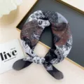 Retro paisley square scarf for women, chic cotton linen headband and stylish neck scarf. - Brown Color Block Paisley
