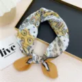Yellow paisley print cotton square scarf, stylish headband and neck accessory for women. - Yellow Color Block Paisley