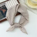 Cotton linen small square scarf, vintage polka dot design, soft breathable neckerchief for women. - Dense Dot Beige