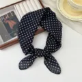 Black white polka dot cotton linen square scarf, soft breathable summer women decorative scarf. - Dense Dot Black