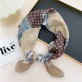 Paisley patchwork square scarf for women, chic vintage headwrap and stylish neckerchief accessory. - Khaki Sunflower Paisley