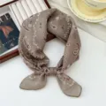 Vintage cotton linen paisley small square scarf stylish breathable neckerchief for women - Fine Floral Leaf Frame Paisley Khaki