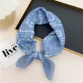 Blue paisley print cotton square scarf, 58cm stylish headscarf and neckerchief accessory. - Light Blue Dot Paisley