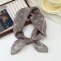 Cotton linen small square scarf, breathable floral paisley neckerchief, versatile vintage summer style. - Water Drop Paisley Frame Flower Dark Coffee