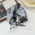 58cm paisley print square scarf, stylish cotton blend neckerchief and retro hair accessory for women. - Color Block Paisley White Edge