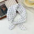 White polka dot cotton linen small square scarf, fresh and versatile summer women neckerchief. - Scattered Dot White