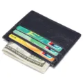 Echt lederen kaarthouder minimalistische portemonnee slanke creditcard etui voor man en vrouw - Blauw