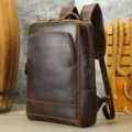 Zaino vintage in vera pelle da uomo, grande capacita borsa da viaggio per affari in pelle. - Caffè Crazy Horse