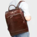 Sac à dos d'affaires en cuir véritable pour homme marron sac de voyage pc sur le dos - 8110 Café gras huilé