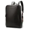 Men genuine leather backpack dark brown cowhide business travel laptop school bag daily use - Coffee
