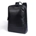 Zaino da lavoro nero in vera pelle da uomo, elegante zaino casual per laptop per uso quotidiano. - Nero