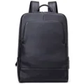 Zaino da lavoro nero in vera pelle da uomo vista frontale borsa porta computer viaggio - Nero Migliorato