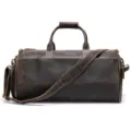 Borsa da viaggio vintage in vera pelle da uomo, grande borsa weekender capiente. - 22 Pollici / Caffè