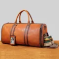 Vintage lederen reistas met apart schoenenvak en grote capaciteit voor handige reizen - 22 Inch / Plantaardig gelooid gepolijst bruinkoffie