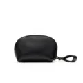 Piccolo portamonete in vera pelle nera, grazioso design a mezzaluna con comodo cinturino da polso. - Nero