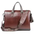 Borsa ventiquattrore uomo in pelle marrone scuro borsa a tracolla lavoro elegante. - Caffè