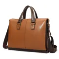 Borsa uomo in pelle marrone ventiquattrore lavoro tracolla elegante borsa laptop - Marrone