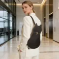 Genuine leather cat shaped backpack for women, cute retro shoulder bag with metallic buckle. - Coffee