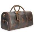 Echte lederen reistas vintage stijl, grote capaciteit weekender tas voor heren reizen. - 22 Inch / Crazy Horse leer donker koffiebruin