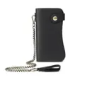 Herren schwarze Lederlange Geldbörse mit Metallkette Vintage Biker Portemonnaie Kartenhalter - Schwarz