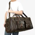 Echte lederen reistas voor heren, grote capaciteit crazy horse lederen duffelbag voor zakenreizen. - Crazy Horse Koffie